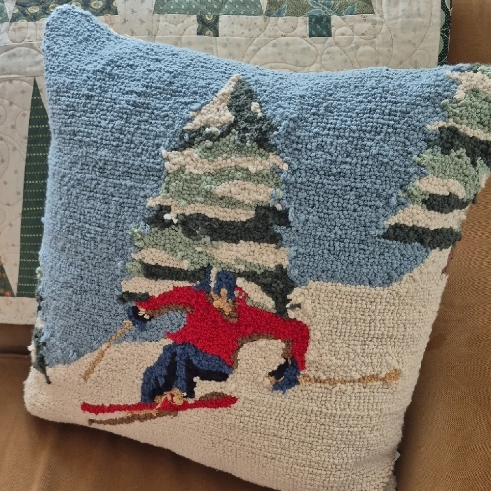 Winter Skiing Decorative Pillow